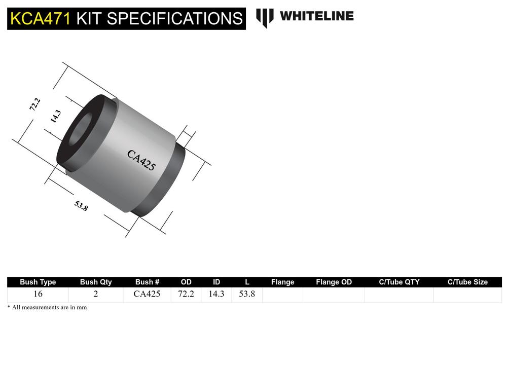 KCA471 Front Control arm - lower inner rear bushing – Whiteline USA