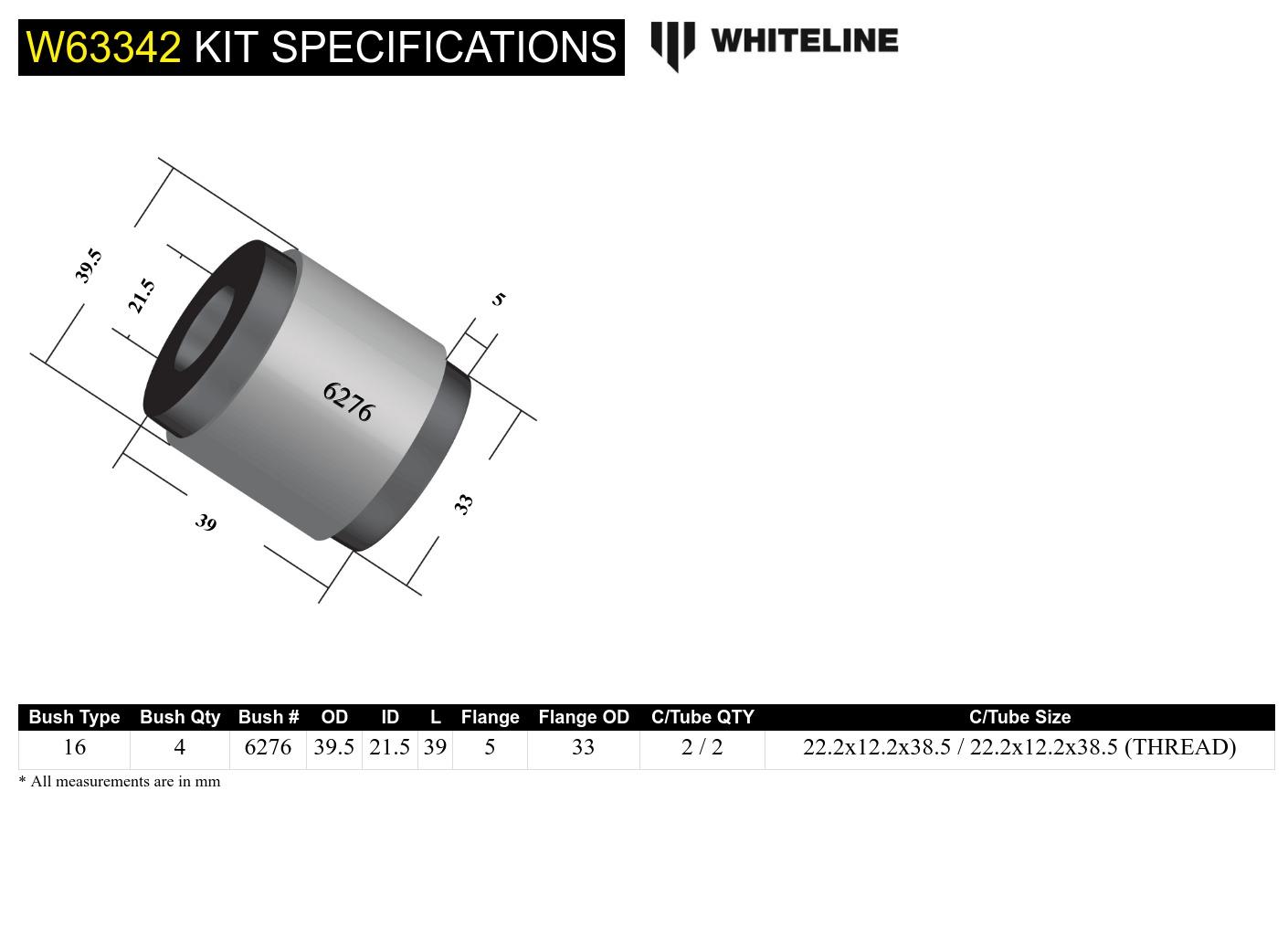 W63342 Whiteline Control arm - upper front bushing – Whiteline USA