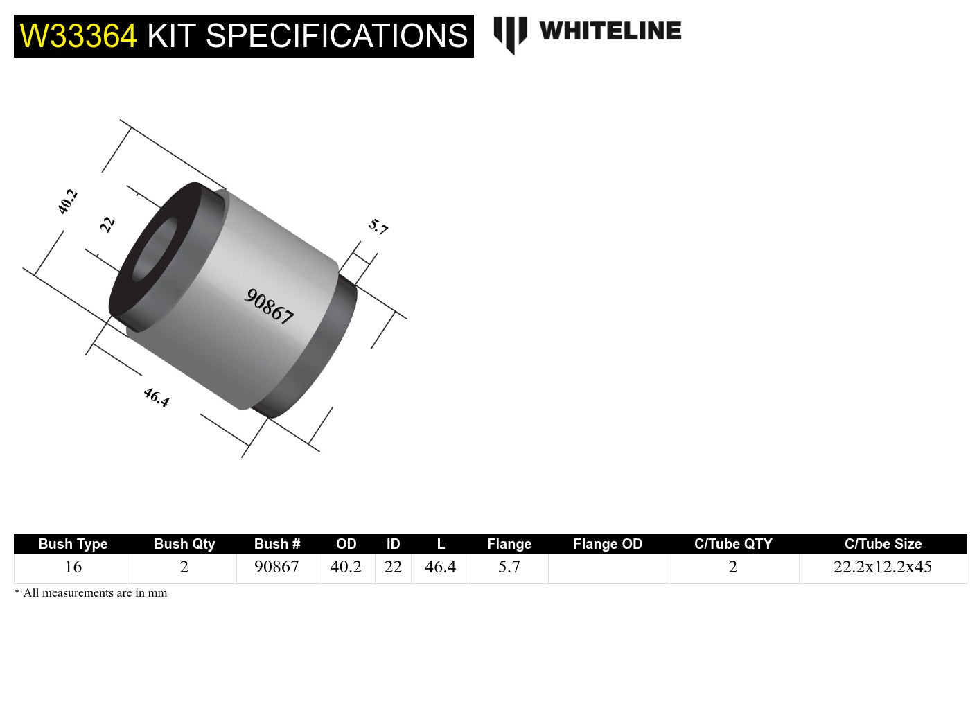 W33364 Whiteline Shock absorber - to control arm bushing 