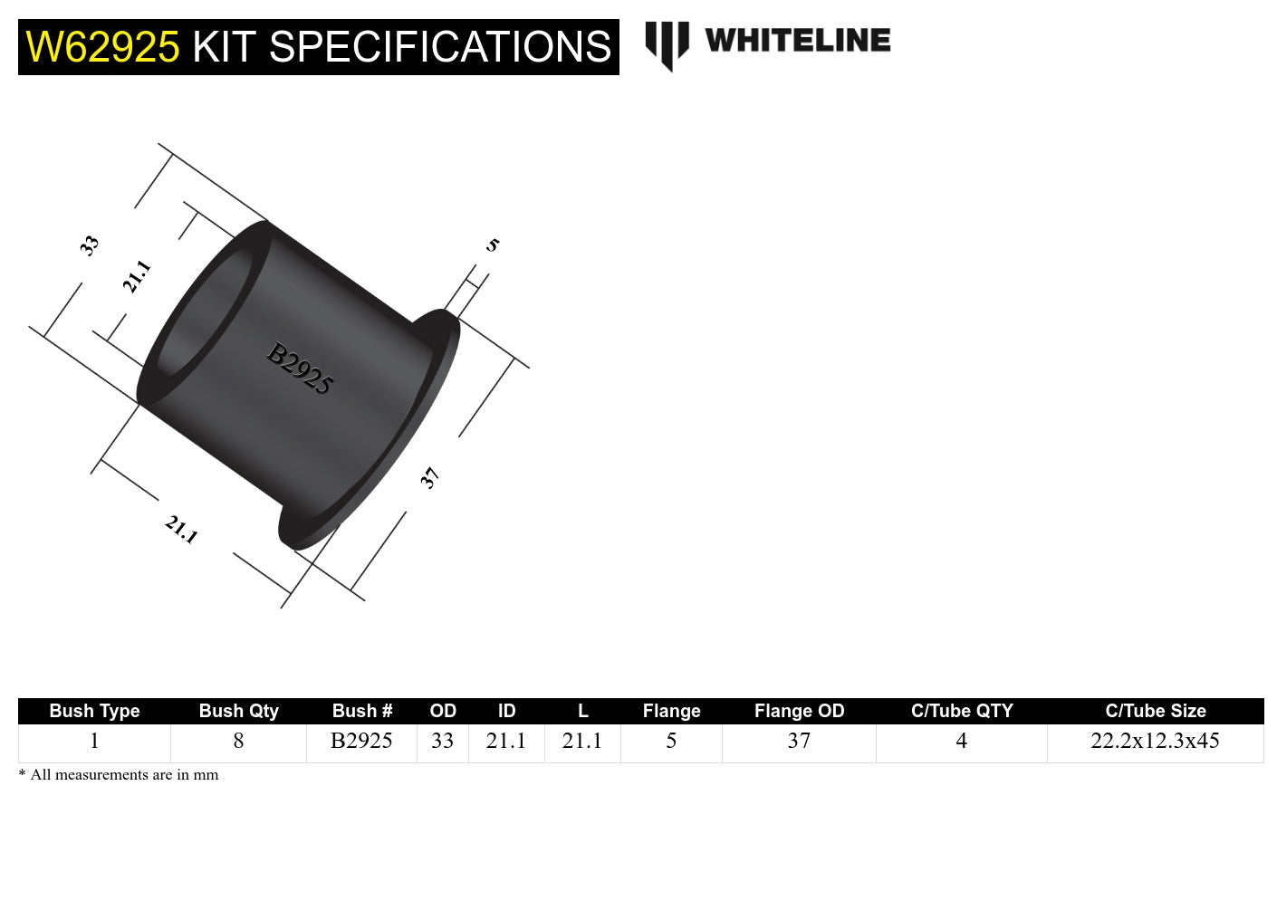 Control Arm Lower Front - Inner Bushing Kit